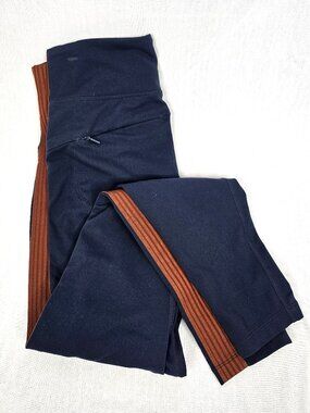 Athleta | High Rise Leggings | Stripe Accent Athletic | Navy | Size S
